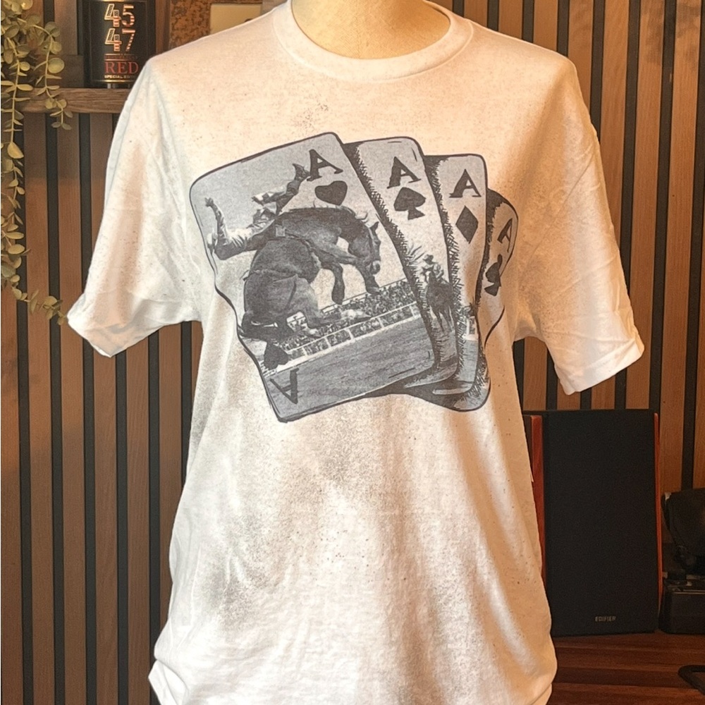 Jerzees Gray Short Sleeve Tee with Retro Card Design